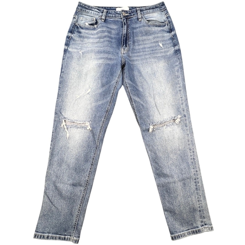Vervet Blue Light Wash Distressed Straight Leg Jeans Women Size 30